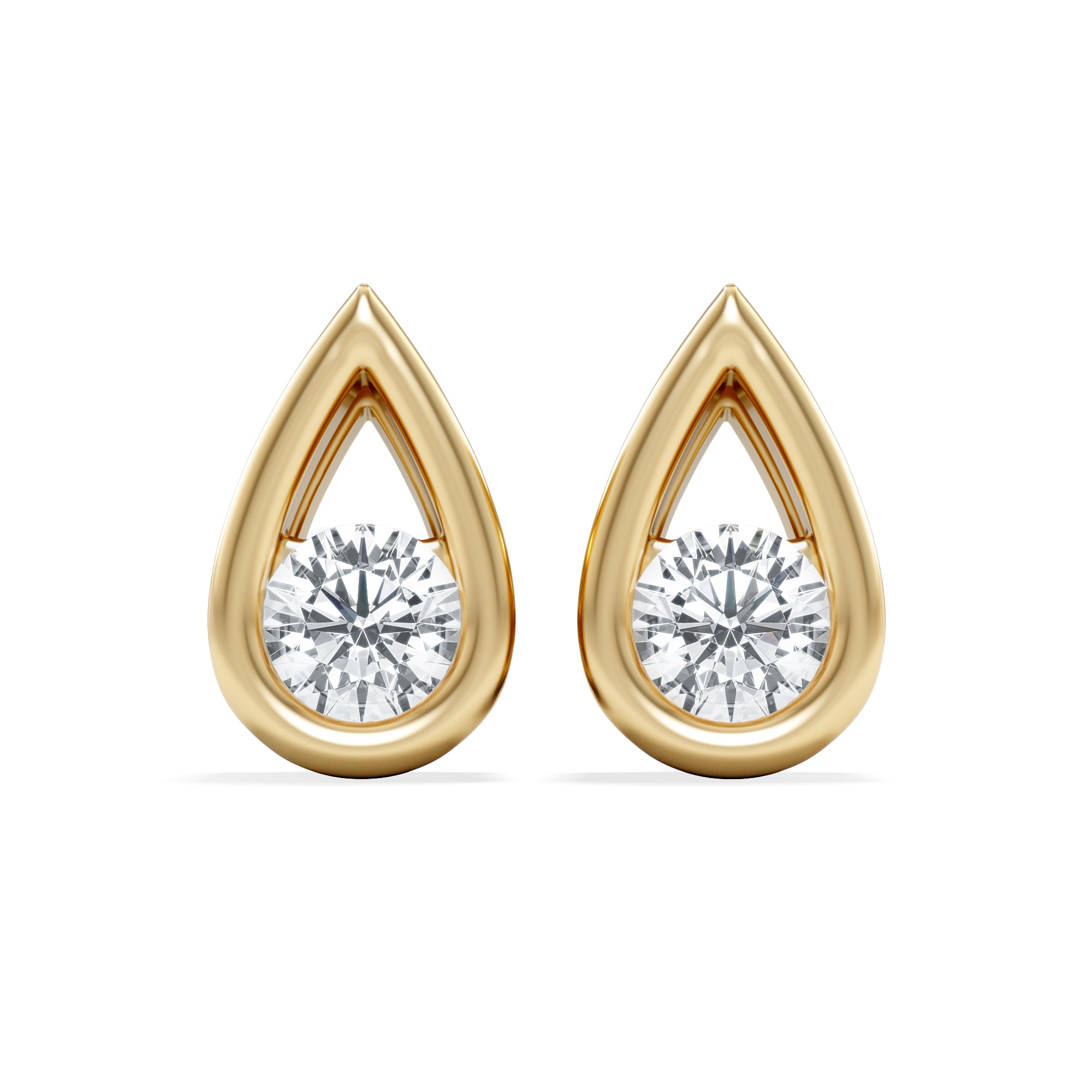 Teardrop 0.21ct Round Cut Lab Grown Stud Earrings in 18K Gold Vermeil